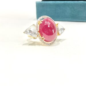 Stunning 18kt Rose Cut Polki Ring with Ruby – Handcrafted Elegance