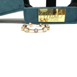Sparkle with Glamour: 18kt Polki Tanzanite Hoops – Shine on with our Luxurious Gems!