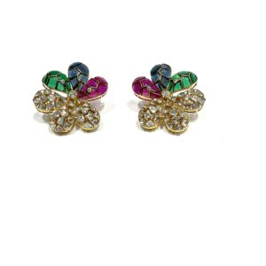 Stunning 14Kt Multicoloured Polki Studs – A Must-Have for Your Jewelry Collection!