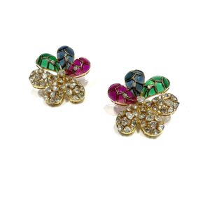 Stunning 14Kt Multicoloured Polki Studs – A Must-Have for Your Jewelry Collection!