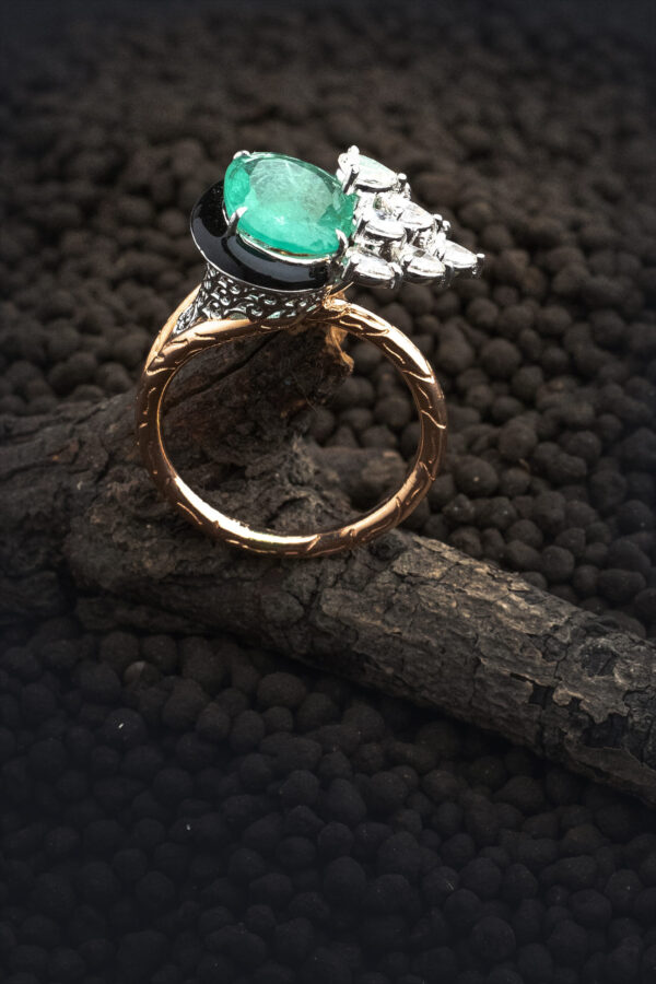 14 Kt gold diamond ring with sparkling gemstones, elegant design, and a polished finish, perfect for special occasions or as an engagement ring.